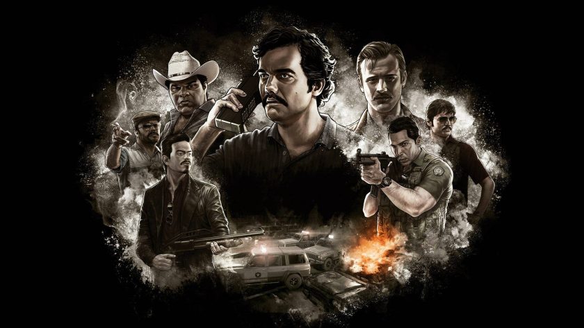 A group of characters for the Narcos personality quiz including Pablo Escobar and Javier Peña.