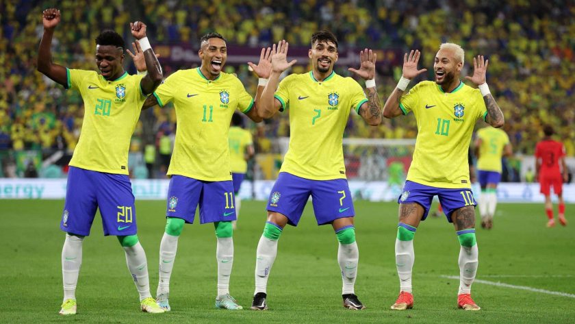 joga bonito brazil national team neymar, vinicius junior, raphinha, paqueta dancing celebration